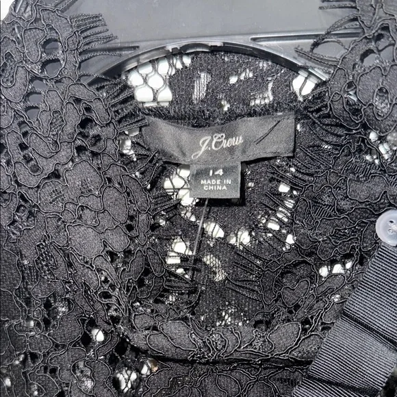 J. Crew Elegant Black Lace Top with Bow Accents - Picture 2 of 9